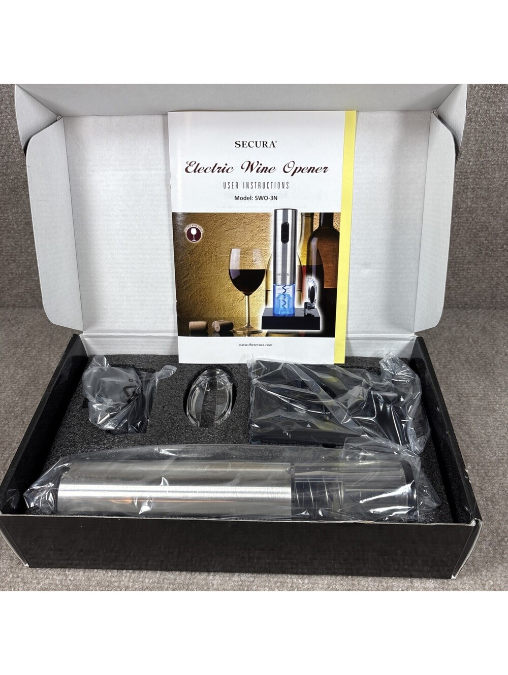 Secura Electric Wine Opener Stainless Steel Rechargeable